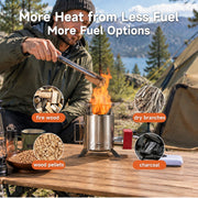 HillRein Ranger Portable Wood Gasifier Stove for Camping & Outdoor Cooking