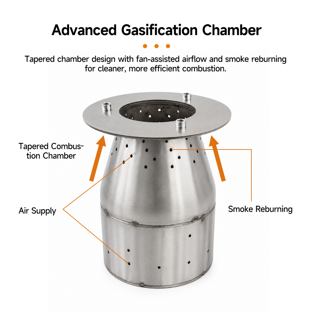 Portable Smokeless Wood Gasifier Stove for Camping, Backyard & Off-Grid Cooking