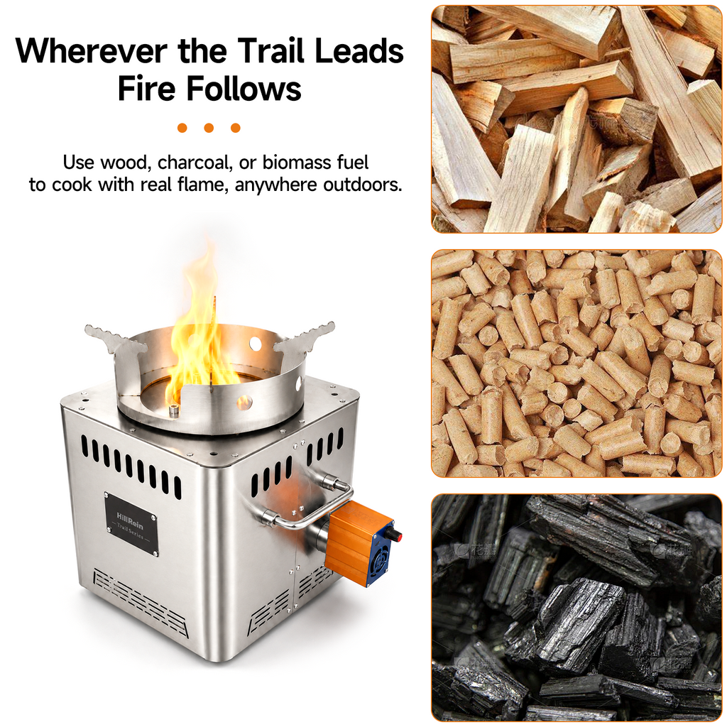 Portable Smokeless Wood Gasifier Stove for Camping, Backyard & Off-Grid Cooking