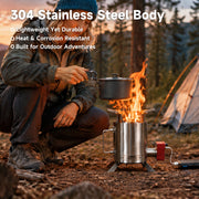 HillRein Ranger Portable Wood Gasifier Stove for Camping & Outdoor Cooking